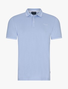 Cavallaro Napoli Andriano Fine Stripe Contrast Poloshirt Light Blue