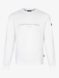 Cavallaro Napoli Assagio Round Neck Sweat Fine Color Gradient Logo Cotton Stretch Trui Off White
