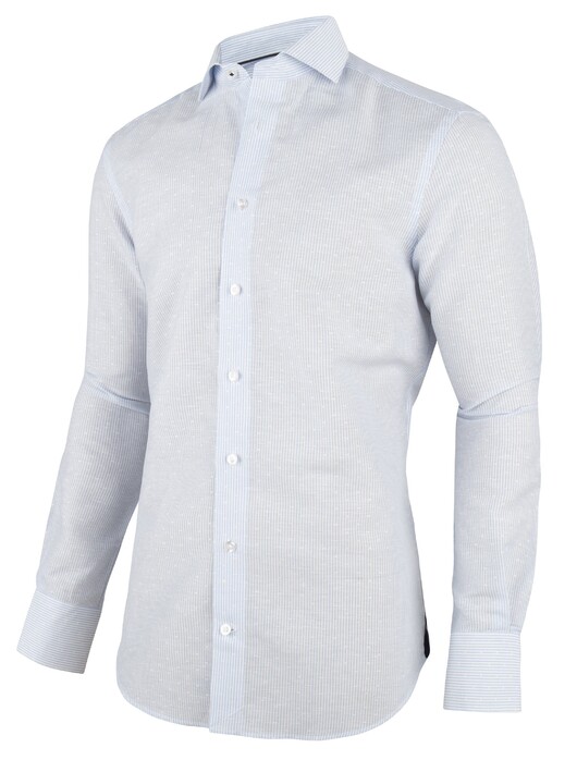 Cavallaro Napoli Bari Sleeve 7 Overhemd Wit-Lichtblauw