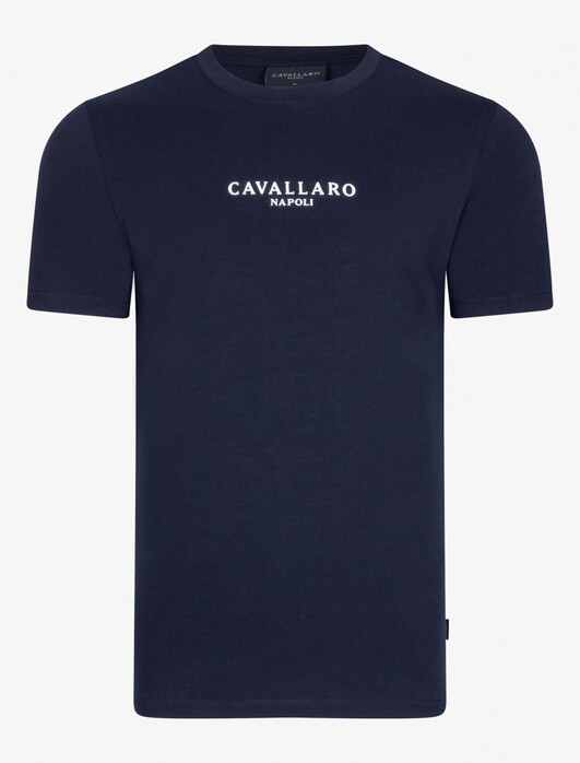 Cavallaro Napoli Bari Tee Cotton Stretch T-Shirt Donker Blauw