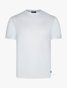 Cavallaro Napoli Bari Uni Color Cotton Stretch Crew Neck Fine Tone-on-Tone Logo T-Shirt Off White