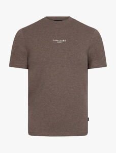 Cavallaro Napoli Baroni Cotton Stretch Mélange 3D Logo T-Shirt Dark Taupe Melange