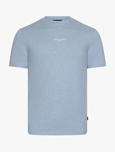 Cavallaro Napoli Baroni Cotton Stretch Mélange 3D Logo T-Shirt Licht Blauw Melange