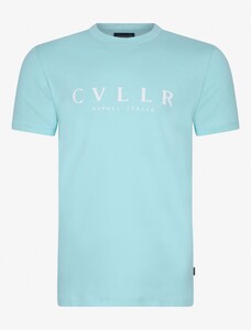 Cavallaro Napoli Bassario Tee Cotton Stretch CVLLR Fantasy Logo T-Shirt Aqua Blue