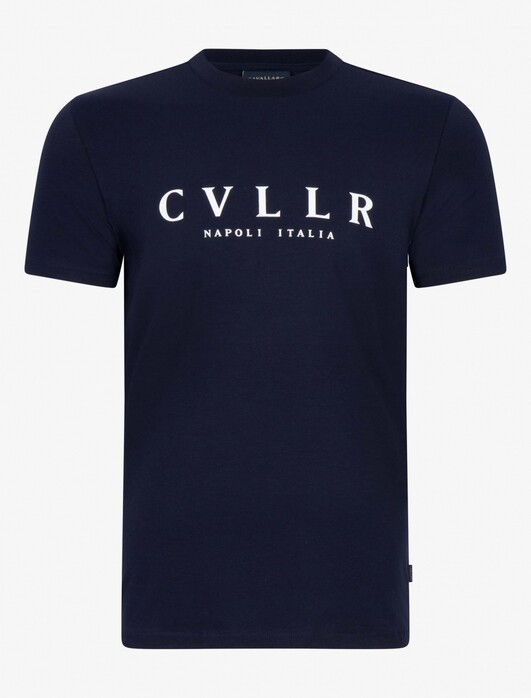 Cavallaro Napoli Bassario Tee Cotton Stretch CVLLR Fantasy Logo T-Shirt Dark Evening Blue