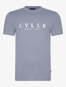 Cavallaro Napoli Bassario Tee Cotton Stretch CVLLR Fantasy Logo T-Shirt Grijsblauw