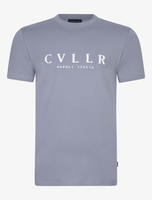 Cavallaro Napoli Bassario Tee Cotton Stretch CVLLR Fantasy Logo T-Shirt Grijsblauw