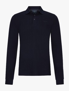 Cavallaro Napoli Basso Long Sleeve Ton-sur-Ton Brand Logo Polo Donker Blauw
