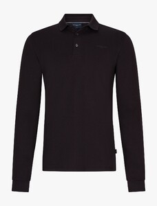 Cavallaro Napoli Basso Long Sleeve Ton-sur-Ton Brand Logo Polo Donker Bruin