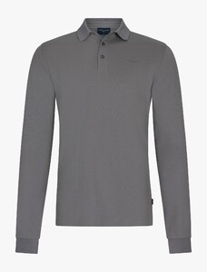 Cavallaro Napoli Basso Long Sleeve Ton-sur-Ton Brand Logo Polo Faded Grey