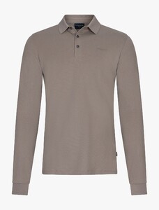 Cavallaro Napoli Basso Long Sleeve Ton-sur-Ton Brand Logo Polo Taupe