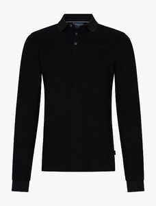 Cavallaro Napoli Basso Long Sleeve Ton-sur-Ton Brand Logo Polo Zwart