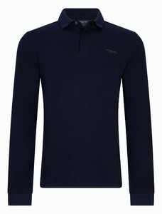 Cavallaro Napoli Basso Uni Color Long Sleeve Polo Donker Blauw