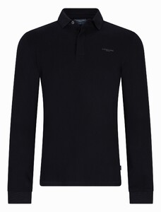 Cavallaro Napoli Basso Uni Color Long Sleeve Polo Zwart