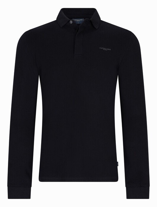 Cavallaro Napoli Basso Uni Color Long Sleeve Poloshirt Black