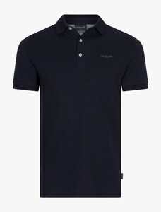 Cavallaro Napoli Bavegio Organic Cotton Blend Subtle Stretch Poloshirt Dark Evening Blue