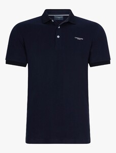 Cavallaro Napoli Bavegio Subtle Cotton Stretch Poloshirt Dark Evening Blue