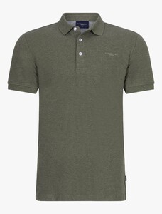 Cavallaro Napoli Bavone Organic Cotton Blend Polo Midden Groen Melange
