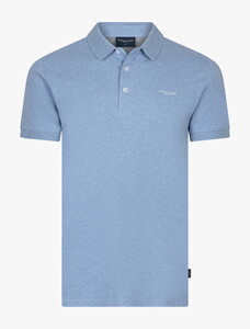 Cavallaro Napoli Bavone Organic Cotton Subtle Stretch Mélange Poloshirt Licht Blue Melange