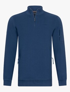 Cavallaro Napoli Benalio Half Zip Sweat Pullover Mid Blue