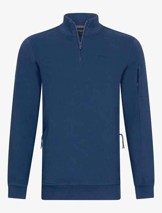 Cavallaro Napoli Benalio Half Zip Sweat Pullover Mid Blue