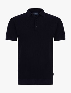 Cavallaro Napoli Borrenti Uni Color Organic Cotton Waffle Knit Polo Donker Blauw