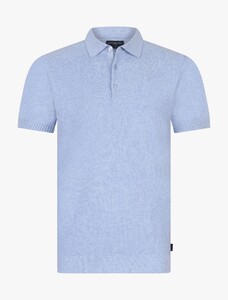 Cavallaro Napoli Borrenti Uni Color Organic Cotton Waffle Knit Polo Licht Blauw