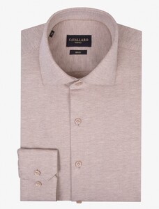 Cavallaro Napoli Brizino Herringbone Pattern Shirt Sand