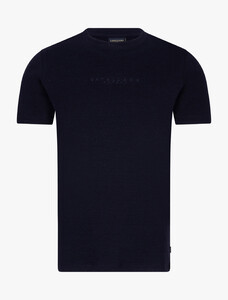 Cavallaro Napoli Bruno Tee Cotton Linnen T-Shirt Donker Blauw