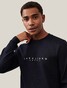 Cavallaro Napoli Cavezzio Crew Neck Front Logo Sweat Pullover Dark Evening Blue