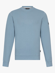 Cavallaro Napoli Celio R-Neck Sweat Front Logo Uni Color Trui Grijsblauw