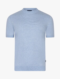 Cavallaro Napoli Cercolo Round Neck Organic Cotton Blend Mélange T-Shirt Licht Blauw Melange