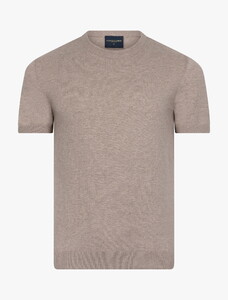 Cavallaro Napoli Cercolo Round Neck Organic Cotton Blend Mélange T-Shirt Taupe Melange
