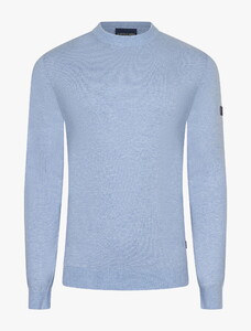 Cavallaro Napoli Cercolo Round Neck Organic Cotton Blend Pullover Licht Blue Melange