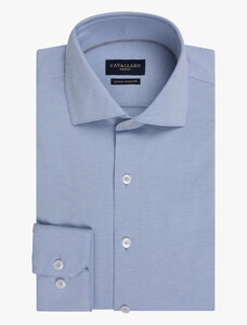 Cavallaro Napoli Compact Diagonal Twill Overhemd Lichtblauw-Wit