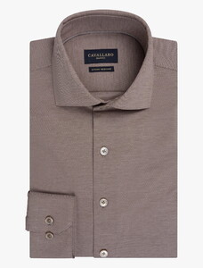 Cavallaro Napoli Compact Diagonal Twill Shirt Dark Brown-White