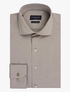 Cavallaro Napoli Compattio Cotton Stretch Easy-Iron Overhemd Zand