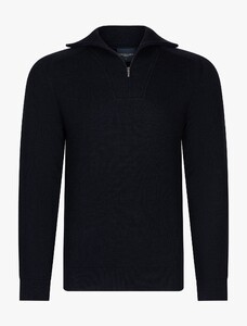 Cavallaro Napoli Corsico Half Zip Wool Blend Trui Donker Blauw