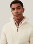 Cavallaro Napoli Corsico High Neck Half Zip Rib Knit Pullover Off White