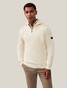 Cavallaro Napoli Corsico High Neck Half Zip Rib Knit Pullover Off White