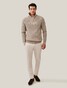 Cavallaro Napoli Corsico High Neck Half Zip Rib Knit Pullover Sand