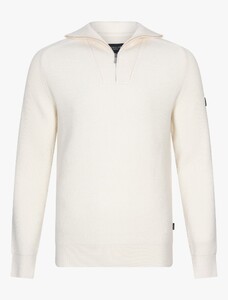 Cavallaro Napoli Corsico High Neck Half Zip Rib Knit Trui Off White