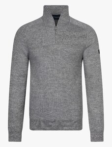 Cavallaro Napoli Corsico Melange Half Zip Trui Midden Grijs