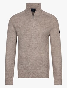 Cavallaro Napoli Corsico Melange Half Zip Trui Taupe