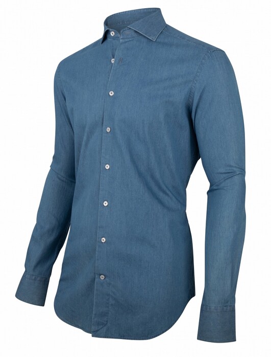 Cavallaro Napoli Denimo Sleeve 7 Shirt Sky Blue