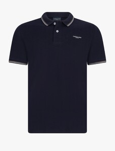 Cavallaro Napoli Diego Uni Color Fine Stripe Details Polo Donker Blauw