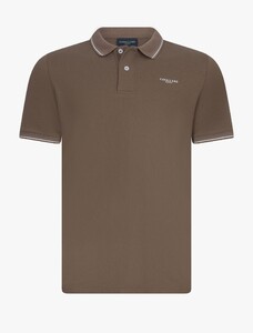 Cavallaro Napoli Diego Uni Color Fine Stripe Details Polo Taupe