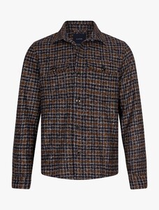 Cavallaro Napoli Fasanio Luxury Check Overshirt Camel-Donker Blauw