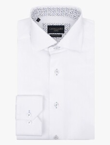 Cavallaro Napoli Ferrio Cotton Doppio Ritorto Overhemd Wit
