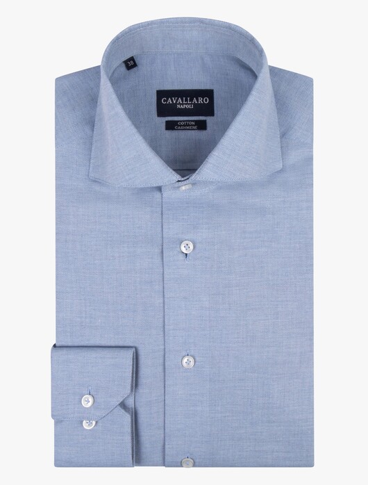 Cavallaro Napoli Ferrucini Cotton Cashmere Overhemd Licht Blauw